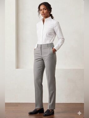 Express Women's 4 Reg Columnist Gray Check Grid Trouser Dress Pant S 4R